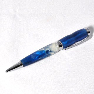 Blue white acrylic pen